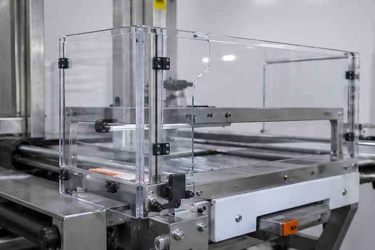 Industrial machine guard made from polycarbonate